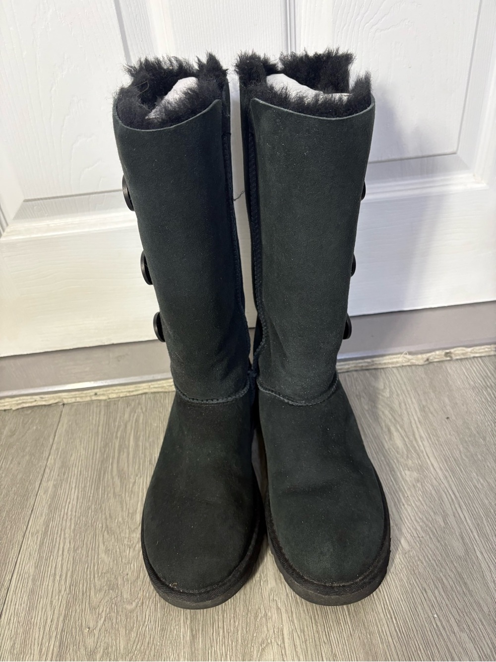 UGG Black Over-the-Knee Button Suede Boots - Picture 2 of 6